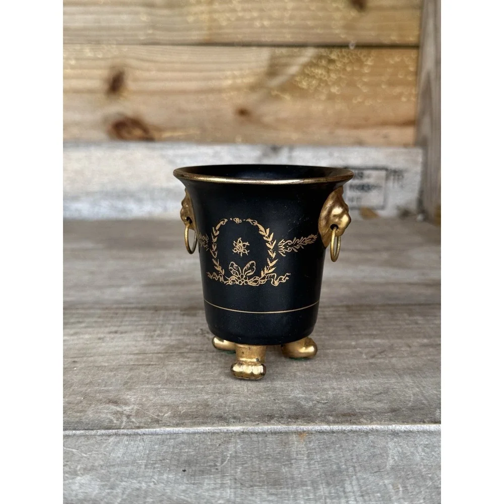 Early Mid-Century Lion Urn/Toothpick Holder Gold Guilded Lions Head & Feet Mixed